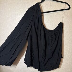 Chic Black One-Shoulder Blouse